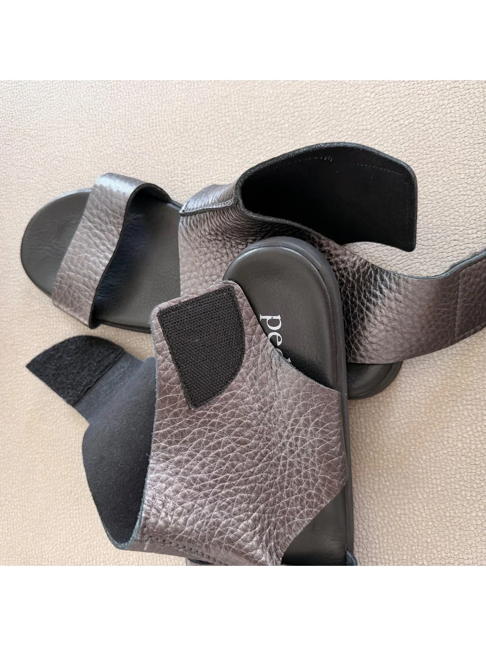 Pedro Garcia Black Leather Open Toe Sandals Size 7.5